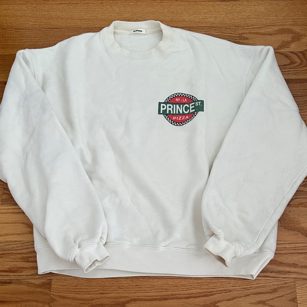 Madhappy White Crewneck Sweater with Graphic